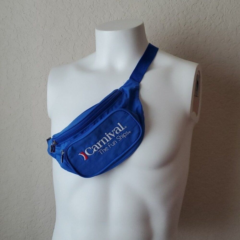 Vintage Carnival Cruise Lines The Fun Ships Fanny Pack Blue Belt Bag Retro VTG